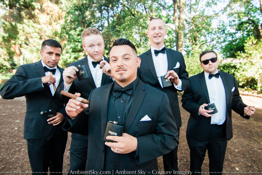 Groomsmen cool cigar wedding photography