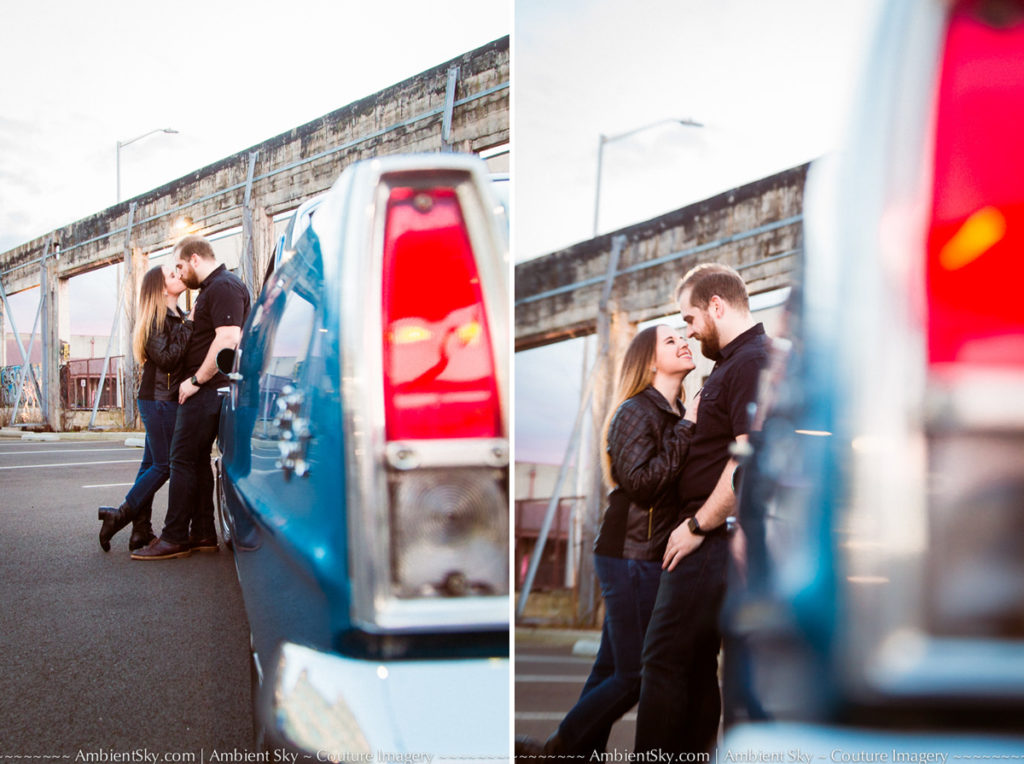 Vintage Muscle Car Engagement Photography