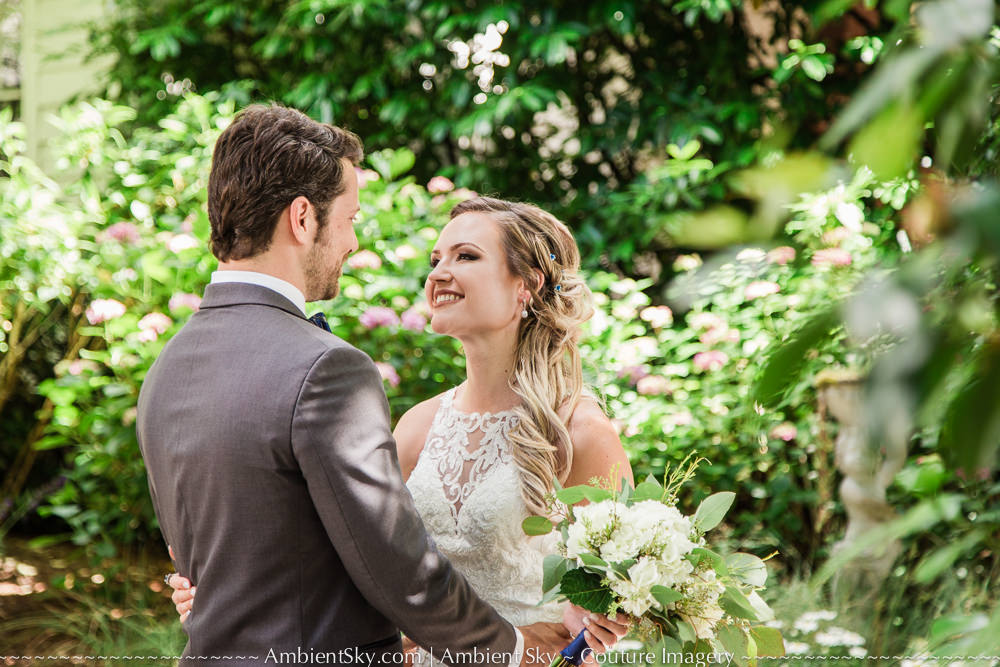 Gray Gables Portland Wedding Photography bride and groom in garden