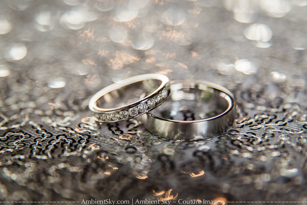 Wedding Rings with sparkle sequins and bokah