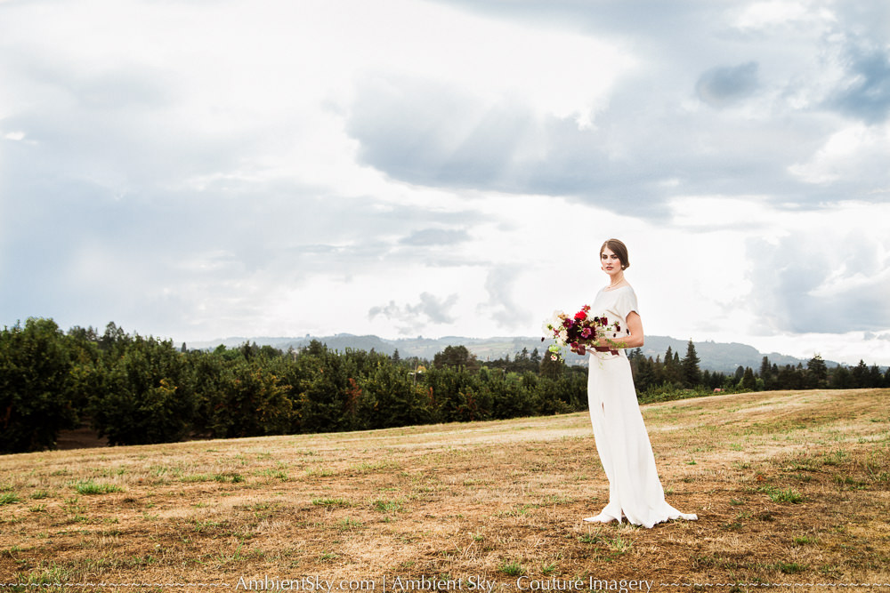 Allison Inn Wedding Bride in Field on the hill
