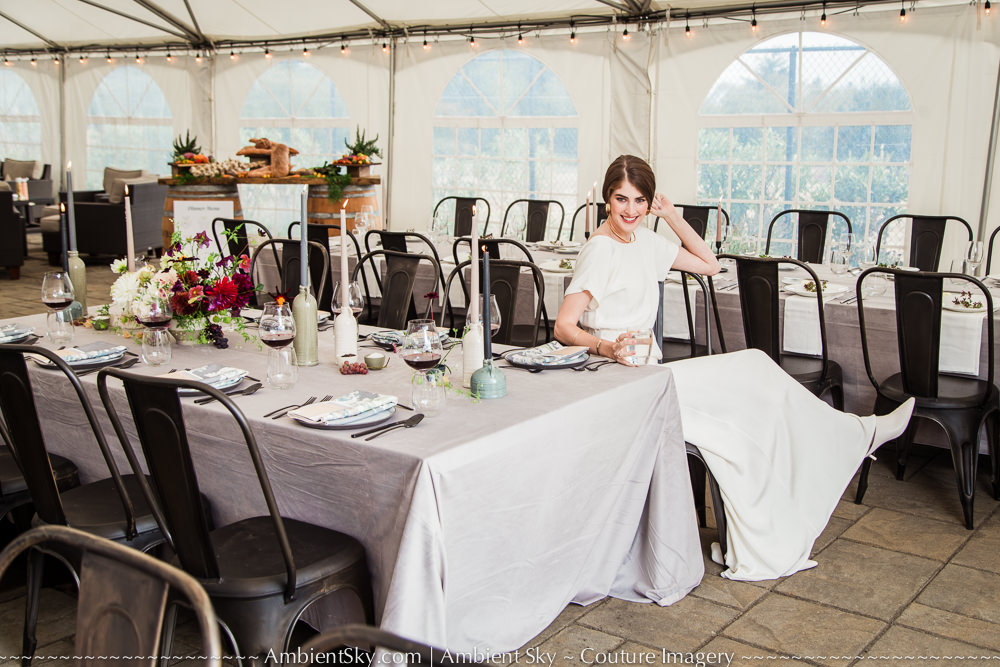 Wedding Allison Inn Chefs Tent Bride at Head Table