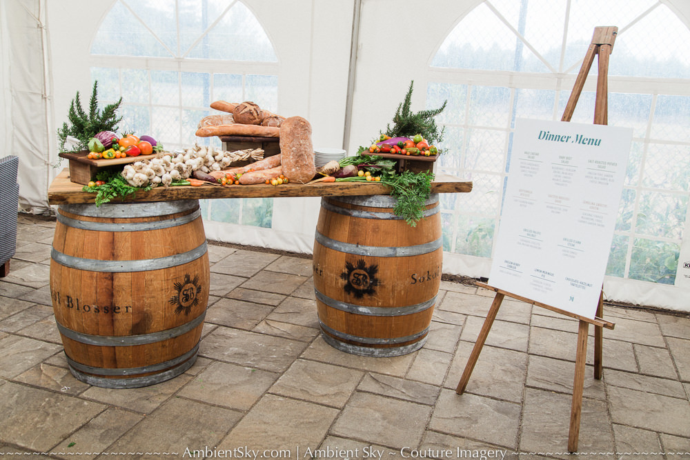 Allison Inn Wine Barrel Table with food