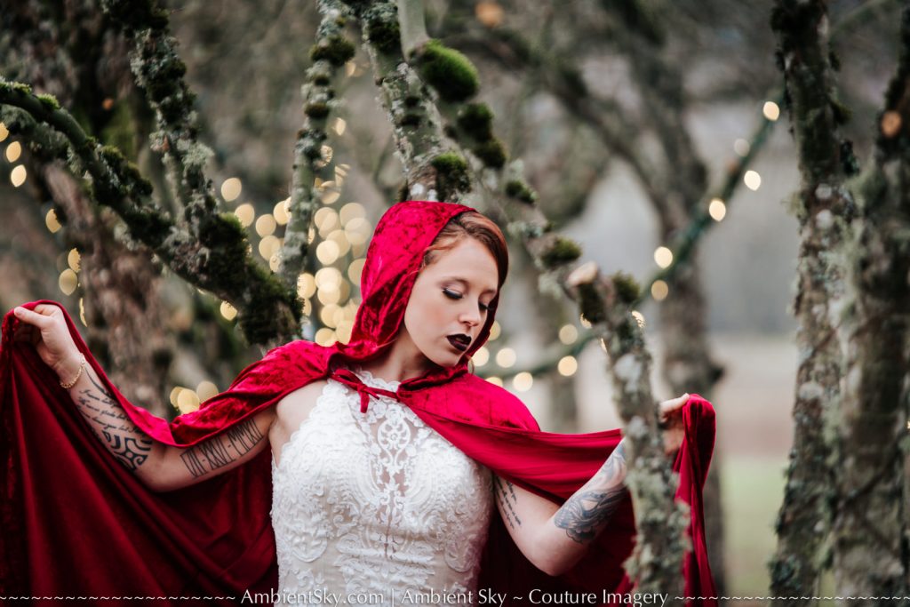 Winter Wedding Inspiration Bride with Red Cape